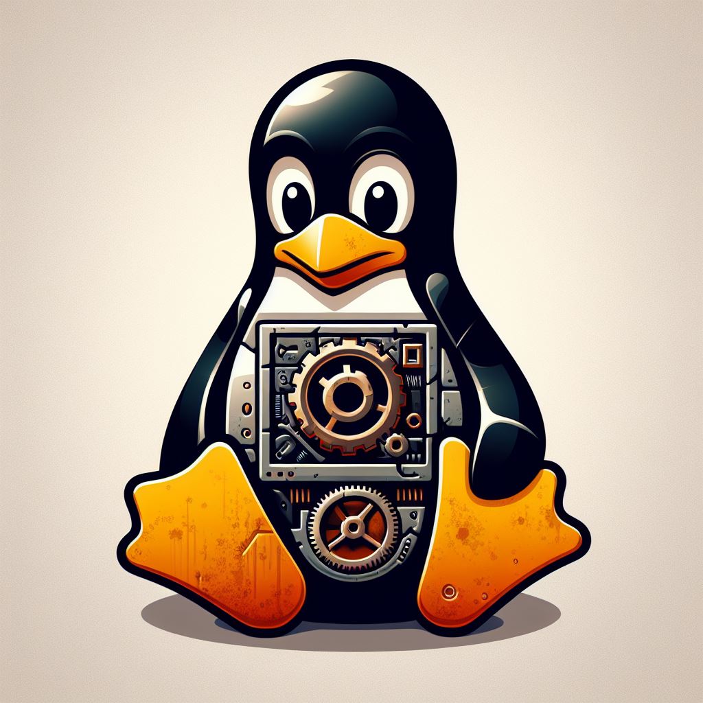 Rusty penguin. Created by DALL·E 3.